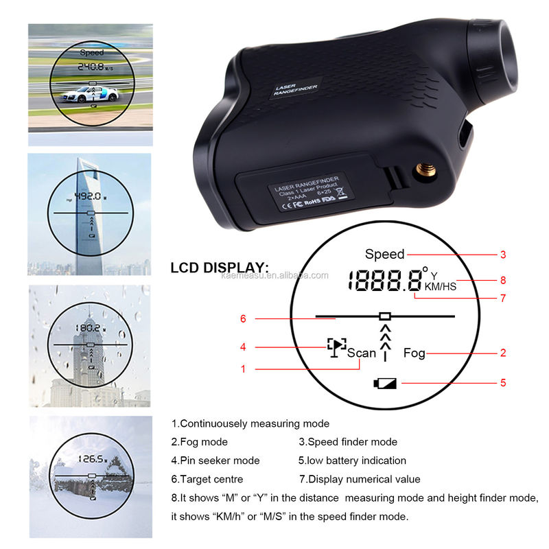 Çok fonksiyonlu Golf Avcılık El cihazı Dijital Lazer Uzaklık ölçer Açık Açık Macera Teleskobu Lazer Uzaklık Meter 600m 900m 1200m 1