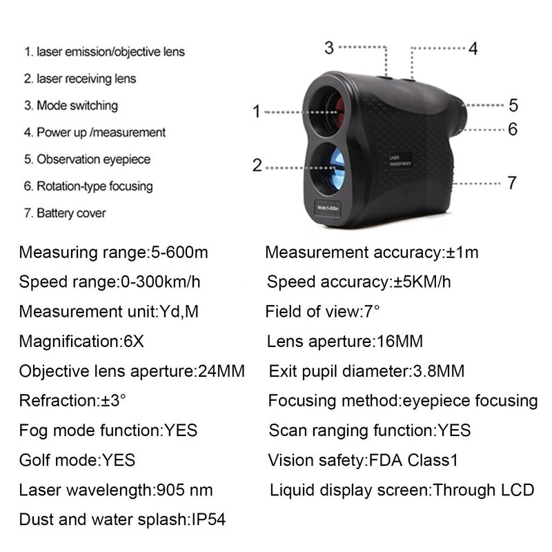 Çok fonksiyonlu Golf Avcılık El cihazı Dijital Lazer Uzaklık ölçer Açık Açık Macera Teleskobu Lazer Uzaklık Meter 600m 900m 1200m 1