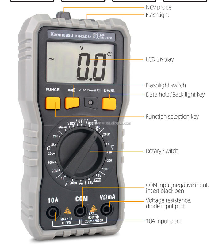 Profesyonel Elektrikçi Dijital Multimetreler Voltaj Akım Direniş Diyot Test Bench Multitester