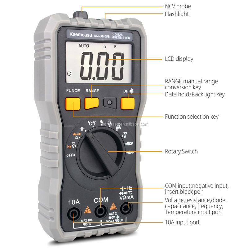 Mini taşınabilir çoklu testçi Voltaj Akım Direnci NCV Elektrik Akıllı Dijital Multimeter düşük pil göstergesi ile