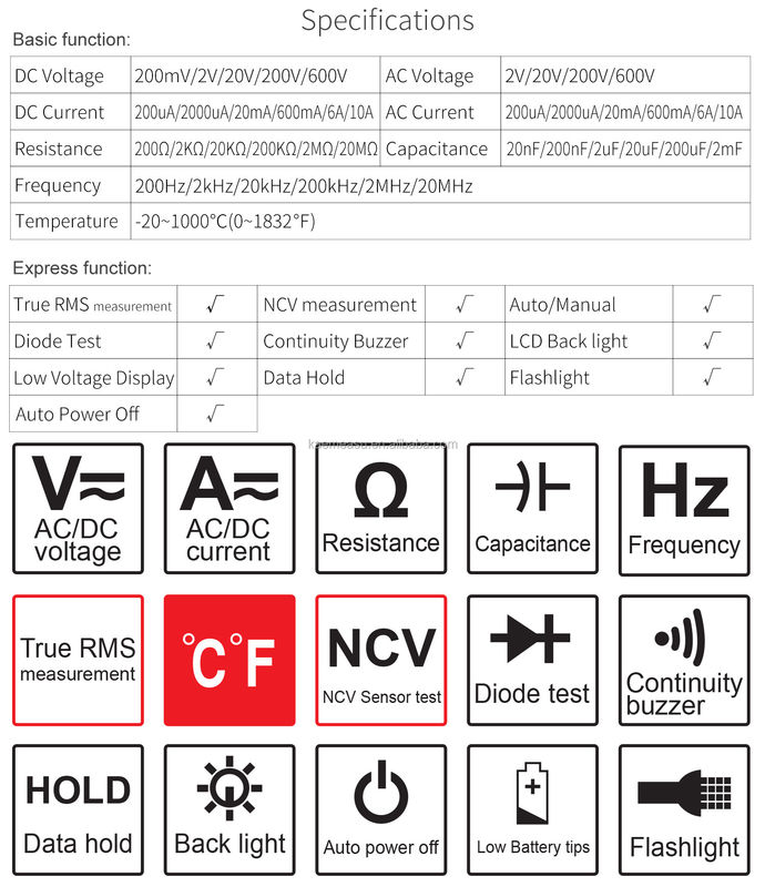 Mini taşınabilir çoklu testçi Voltaj Akım Direnci NCV Elektrik Akıllı Dijital Multimeter düşük pil göstergesi ile