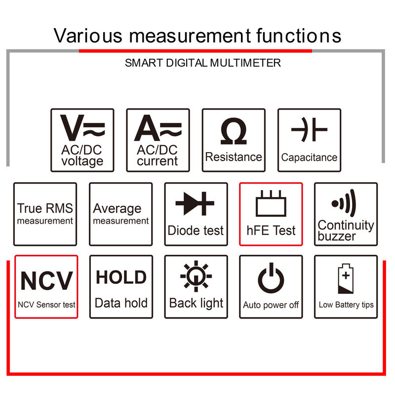 Elde tutulan Profesyonel Endüstriyel Voltmeter Dijital Aneng Multitester NCV T-RMS Elektrik Test Meter Multimeter Fiyat