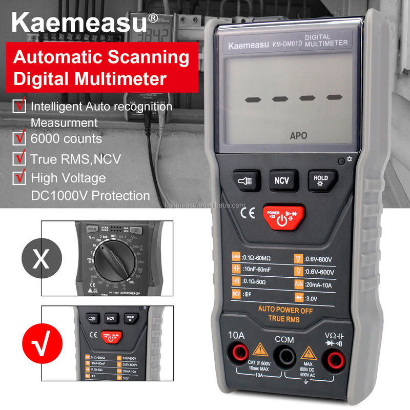 OEM ODM Akıllı Multimeter 6000 Sayılar Elektrikçi Bench Multimeter Mini elden Ture RMS Kare Dalga Çıktısı Dijital Multimetre