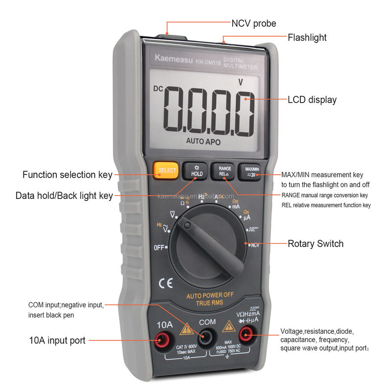 Otomatik aralığı Kalıcı akıllı multimeter 6000 Sayılar Termokopüllü Mini Taşınabilir Dijital Multimetre