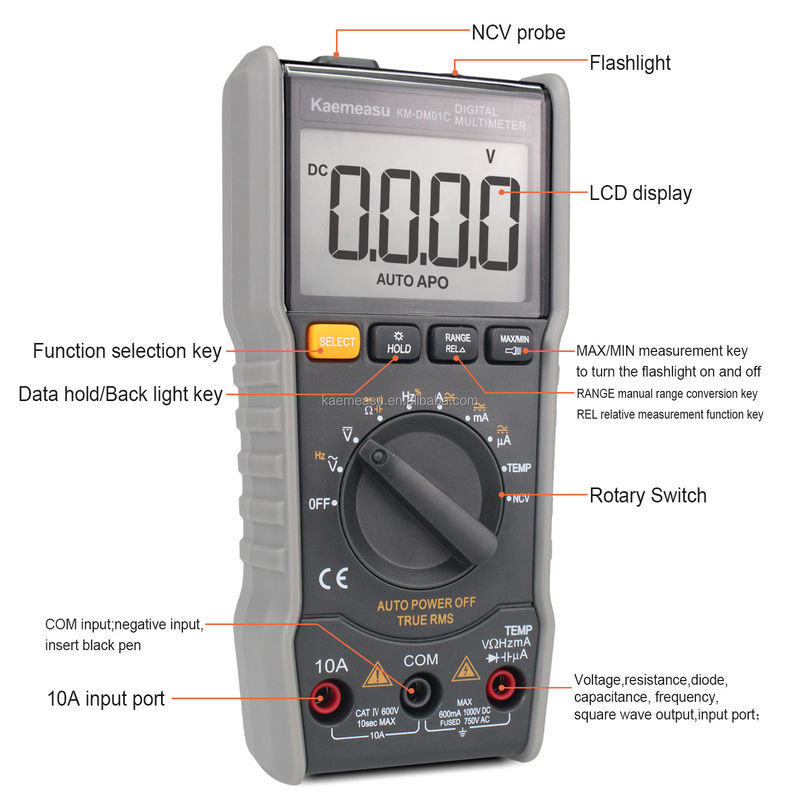 OEM ODM Dijital çoklu tester T-rms elektronik multimeter Ncv Ohm Hz Tester avometer Mini Portatif multimeter satılık