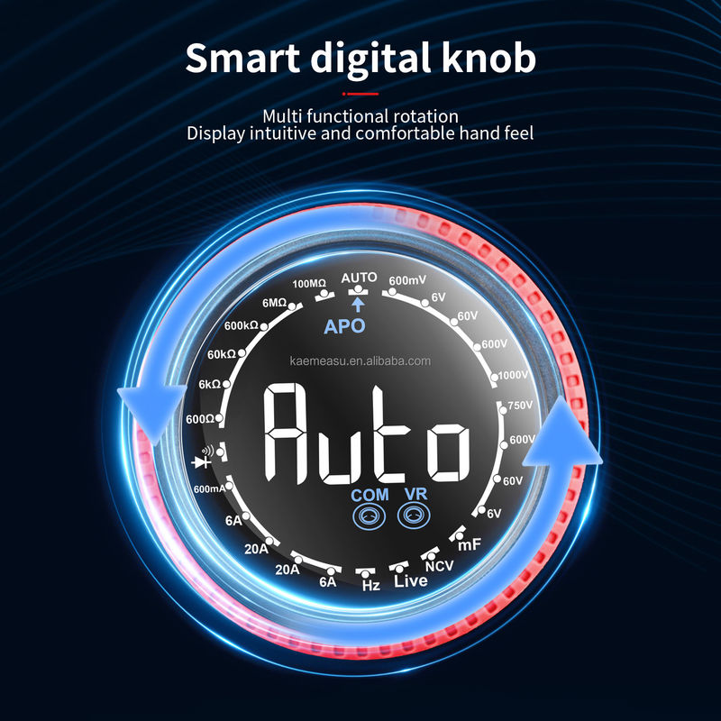 Otomatik Aralık Multimetro NCV Voltaj Akım Akıllı Dijital Multimeter Süreklilik Denetleyicisi Döner Düğme Profesyonel Dijital Multimeter