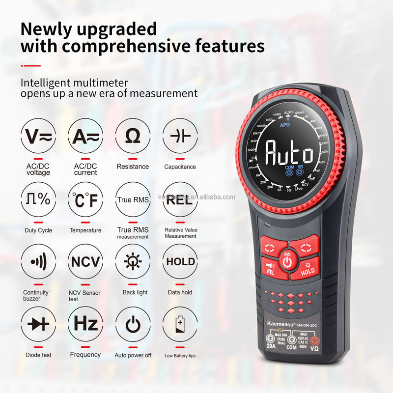 Otomatik Aralık Multimetro NCV Voltaj Akım Akıllı Dijital Multimeter Süreklilik Denetleyicisi Döner Düğme Profesyonel Dijital Multimeter