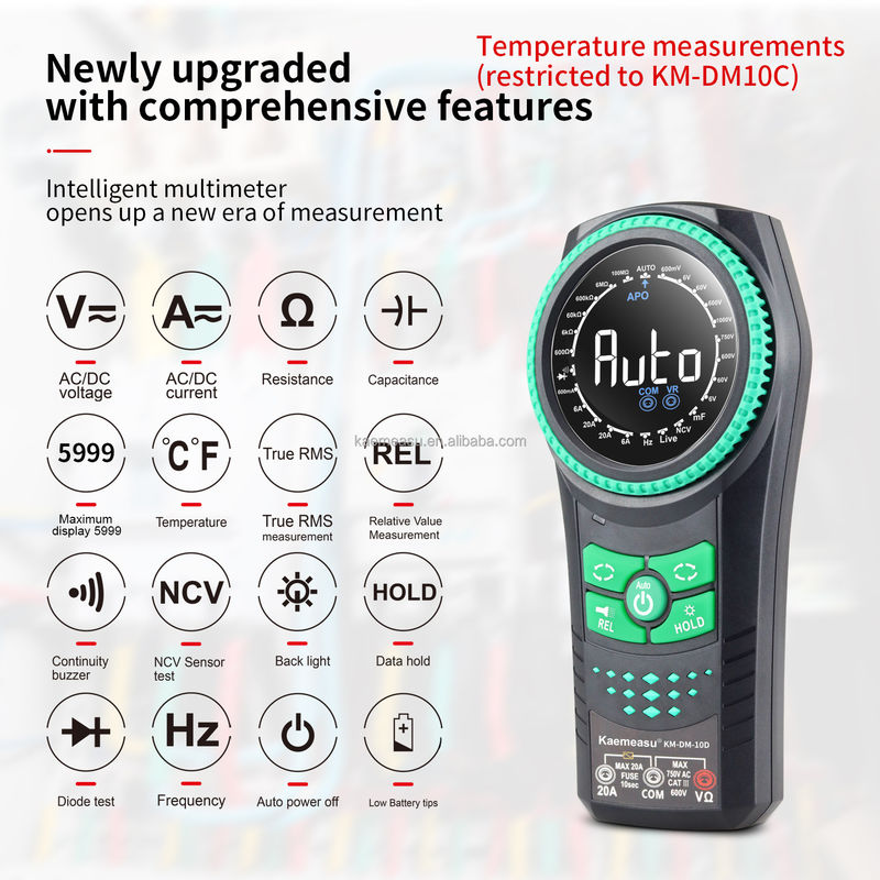 Akıllı Multimeter Voltaj Ölçerleri Detektör Multimetro Dijital Multimetre Akıllı Döner Düğme -20-50C Maks. DC Akım 20mA