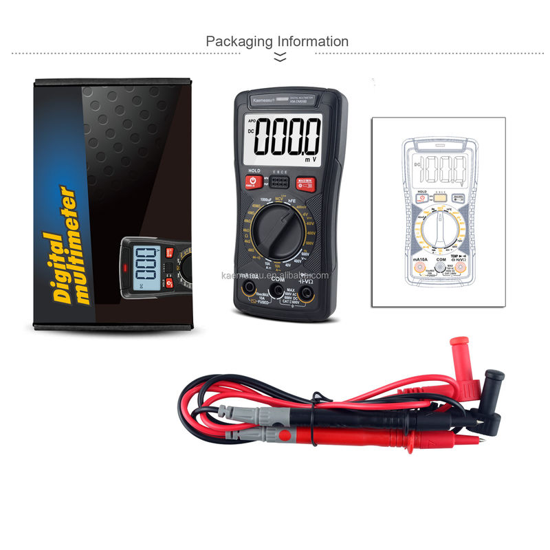 Direnci ve sürekliliği ölçmek için çok fonksiyonel dijital mini multimeter 200mV-1000V 40-40mF