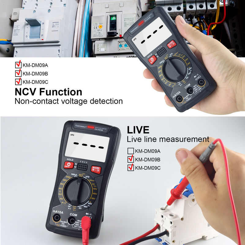 Direnci ve sürekliliği ölçmek için çok fonksiyonel dijital mini multimeter 200mV-1000V 40-40mF