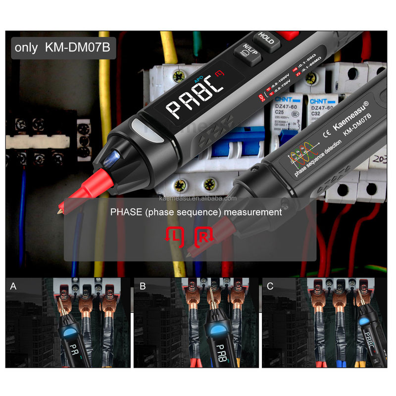 kaemeasu Mini Pen Dijital Multimeter NCV Sequence Temas Etmeyen Voltaj Algılama Multimeter Tester Pen Meter