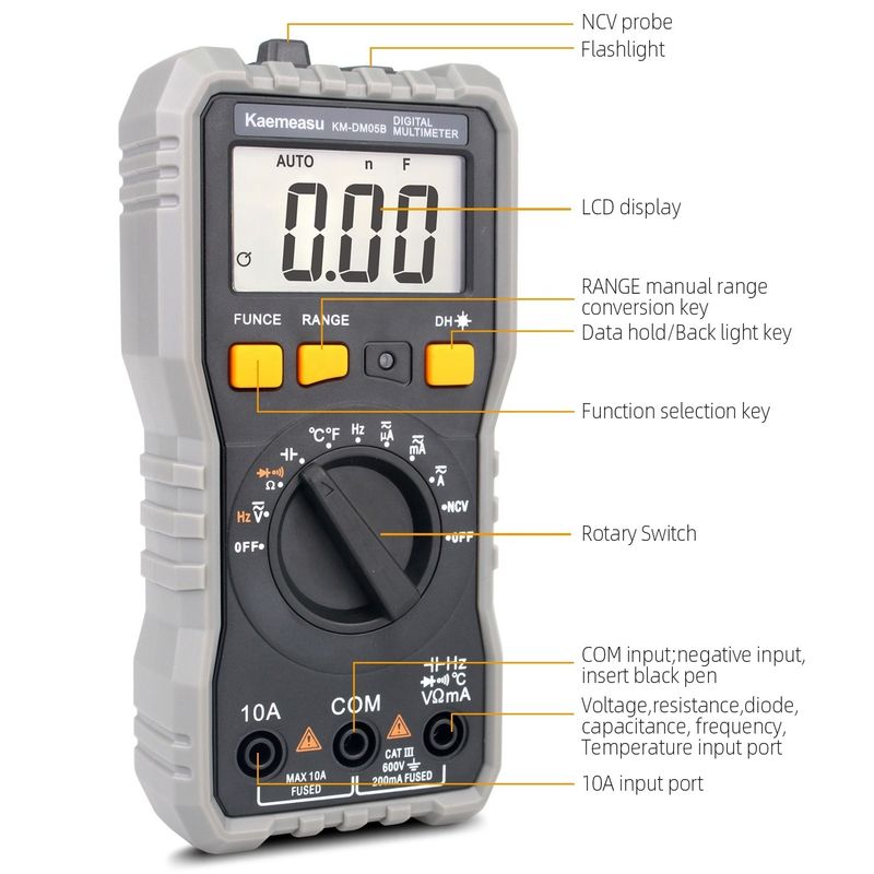 Mini Dijital Multimeter DC/AC Voltaj Ammeter Akım Ohm Sıcaklık T-rms Yüksek hassasiyetli Elektrikçi Dijital Multimeter