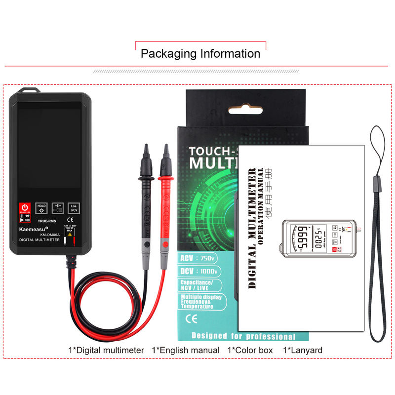 EBTN Ekranı Dokunmatik Dijital Multimeter 6000 Sayım Dijital Multimeter Ncv Fonksiyon Tarafsız Canlı Tel Test Dijital Multimeter