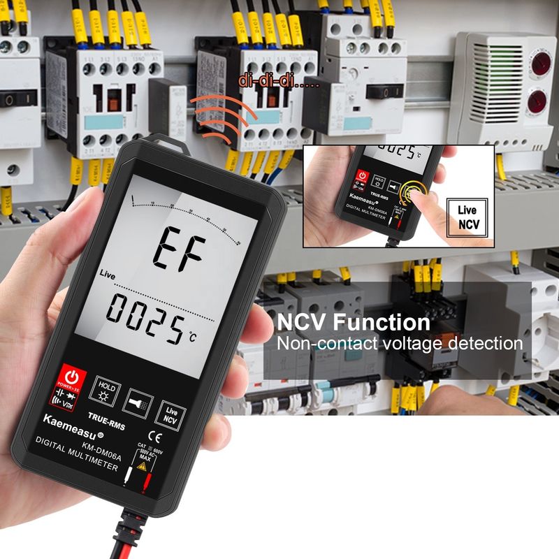 Büyük ekran Otomatik Çeşitli Dokunmatik Dijital Multimeter Gerçek RMS Dijital Multimeter AC DC Voltaj Mini Cep Multimetresi