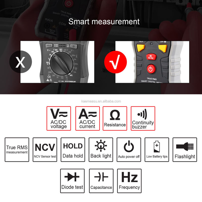 Kaemeasu taşınabilir akıllı dijital multimeter DC AC Otomatik Aralık Dijital multimeter Canlı kablo hattı testi dijital multimeter
