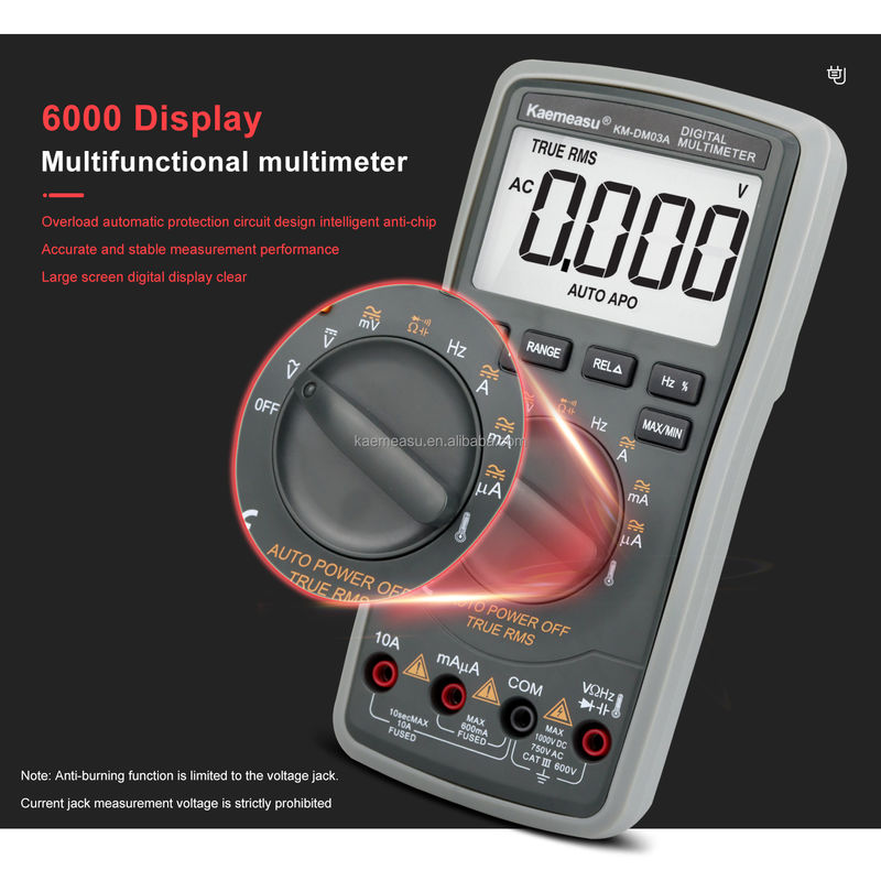Yüksek hassasiyetli yanma önleyici 1000V Dijital Multimetre LCD Ekran Voltmetre Gerçek RMS Fonksiyonu Sıcaklık Sondu ile Multi Meter