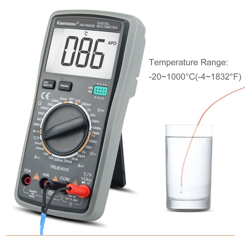 Yüksek hassasiyetli yanma önleyici 1000V Dijital Multimetre LCD Ekran Voltmetre Gerçek RMS Fonksiyonu Sıcaklık Sondu ile Multi Meter