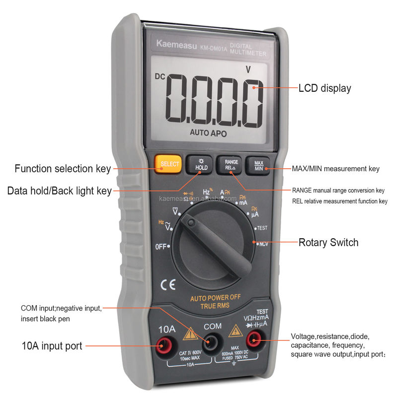 6000 Sayımlar DC/AC Kapasitans Direniş NCV T-RMS Canlı Kablo/Sıfır Kablo Ölçümü Dijital Multimeter