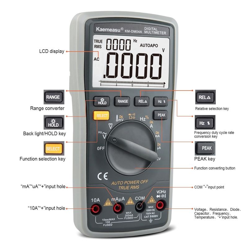 ABS Elektrikli Parçalar 04A OEM ODM Otomatik yelpazesi Akıllı Multitester laboratuvar ekipmanları DC/AC 20000 Sayılar Dijital Multimetre