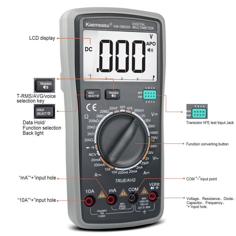 Akıllı Ses Multitester Otomatik Aralık Çok Fonksiyonlu Laboratuvar Ekipmanı Direnç Denetleyicisi Dijital Multimeter