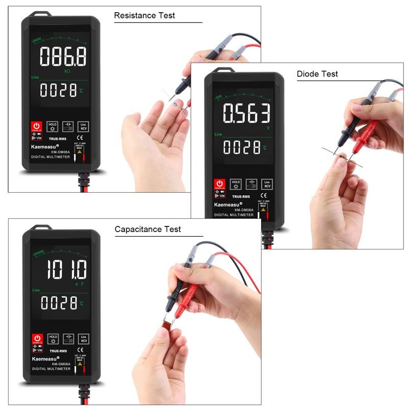 Kaemeasu Cep Elektronik Onarım Araçları Mini Touch Dijital Multimeter 6000 sayım Renk Büyük ekran Mini Touch Dijital Multimeter