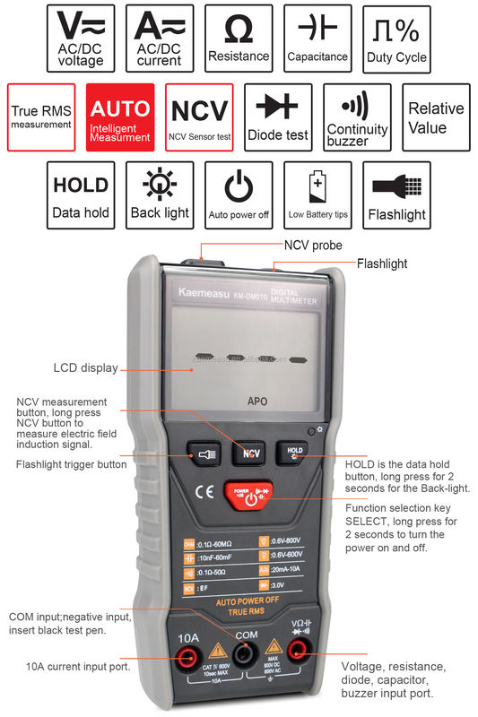 Otomatik Aralıklı Multimetre 3 5/6 basamaklı DC/AC Ncv Multimeter Tester ile True-rms Dijital Multimeter