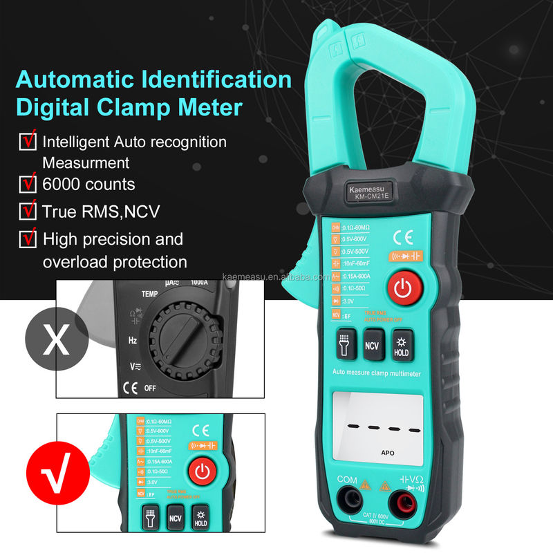 600A Akım Ölçümü Trms Otomatik Aralık Voltaj Ammeter Hz Ohm Ncv Tester Multimeter Ampere Meter Klem Meter 21E