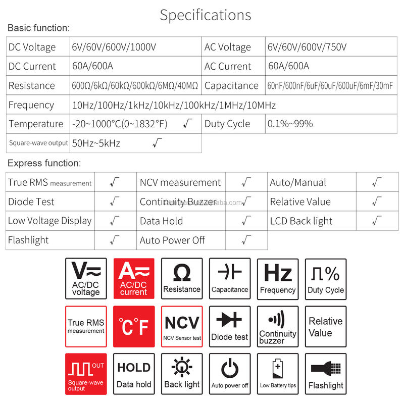 Voltaj dedektörü ve zımba ile taşınabilir dijital multimeter direnci ölçme aralığı 600Ω/6kΩ/60kΩ/600kΩ/6MΩ/40MΩ