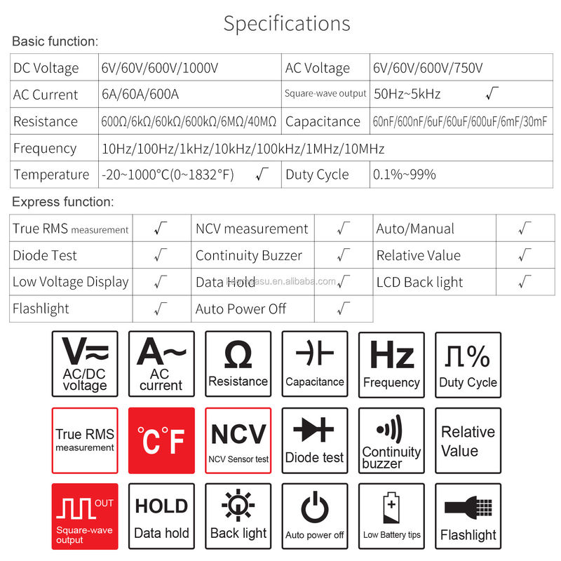 Mini Klem Meter Elektrikli Multimeter NCV 1000v Dijital AC DC Direnç Meter Ekran Sayımı 6000 Sayım