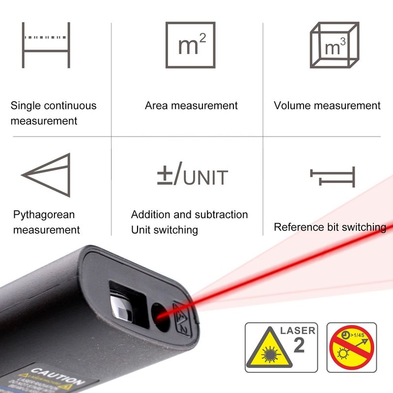 40m Mini El Kullanılabilir USB Şarj edilebilir Lazer Uzaklık Ölçücüsü Yüksek Hassasiyetli Kızılötesi Elektronik Yöneticisi Lazer Menzil Bulmacı
