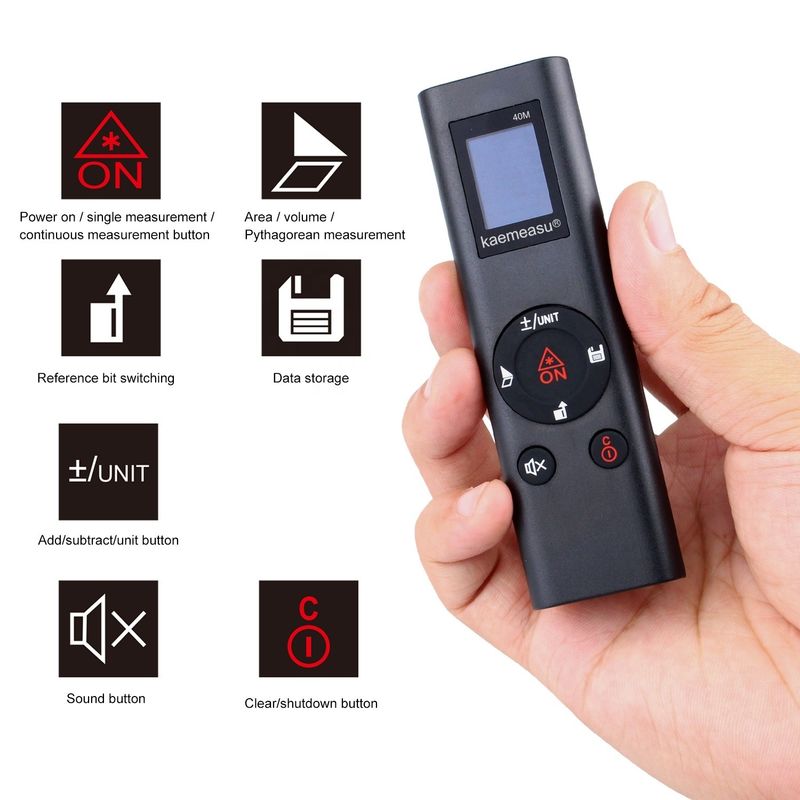 40m Mini El Kullanılabilir USB Şarj edilebilir Lazer Uzaklık Ölçücüsü Yüksek Hassasiyetli Kızılötesi Elektronik Yöneticisi Lazer Menzil Bulmacı